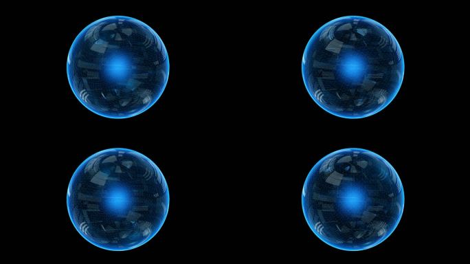 蓝色科幻魔法球循环带透明通道