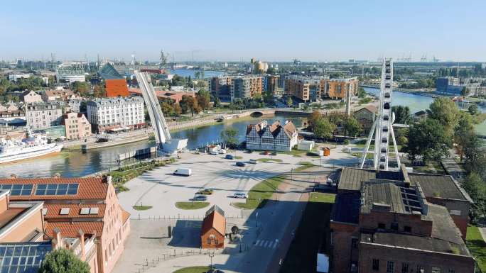 波兰度假-格但斯克市中心鸟瞰图
