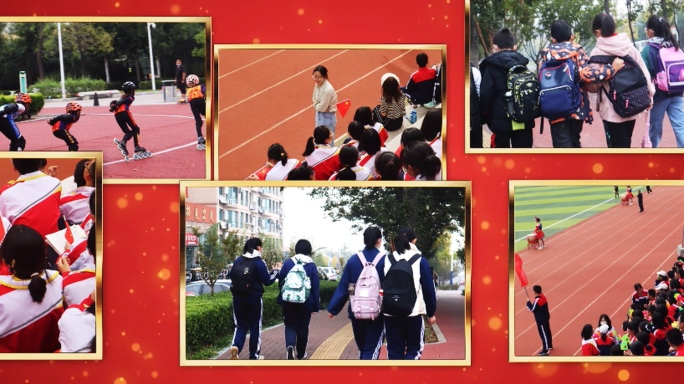 红色干净简洁照片展示照片墙多图片汇聚