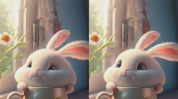 可爱的茶杯小兔子