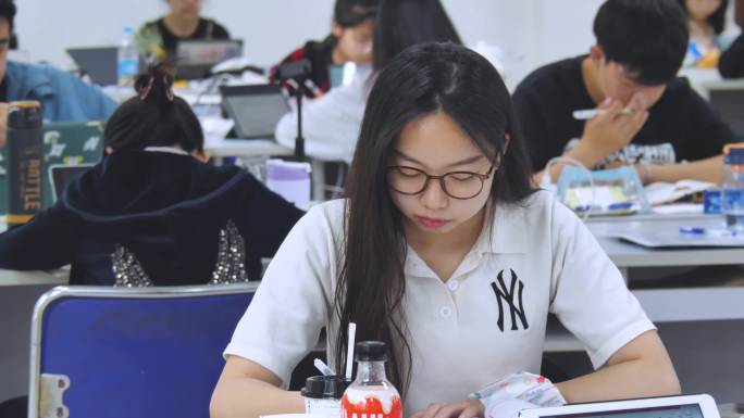大学自习室图书馆读书自习考研备考奋斗青春
