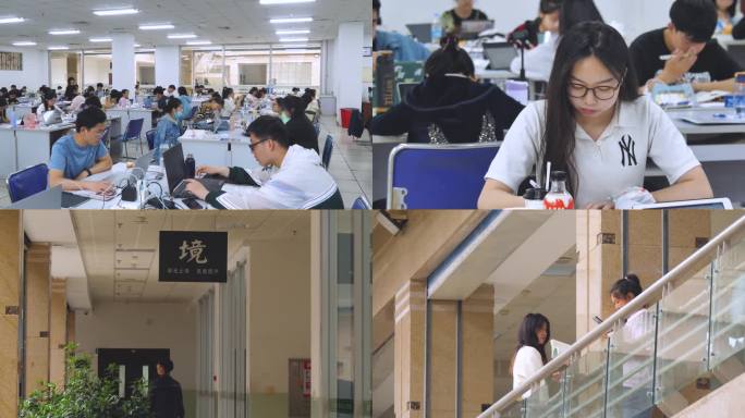 大学自习室图书馆读书自习考研备考奋斗青春