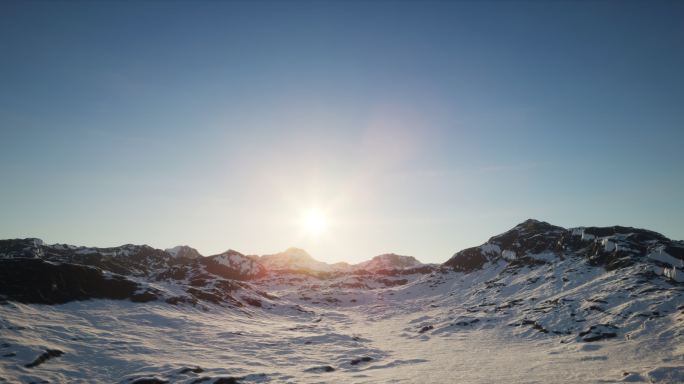 4k航拍唯美雪山日出延时