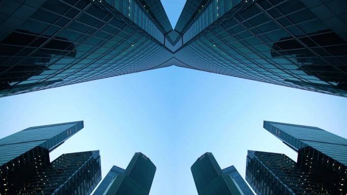 抽象的未来主义现代建筑。镜像效果
