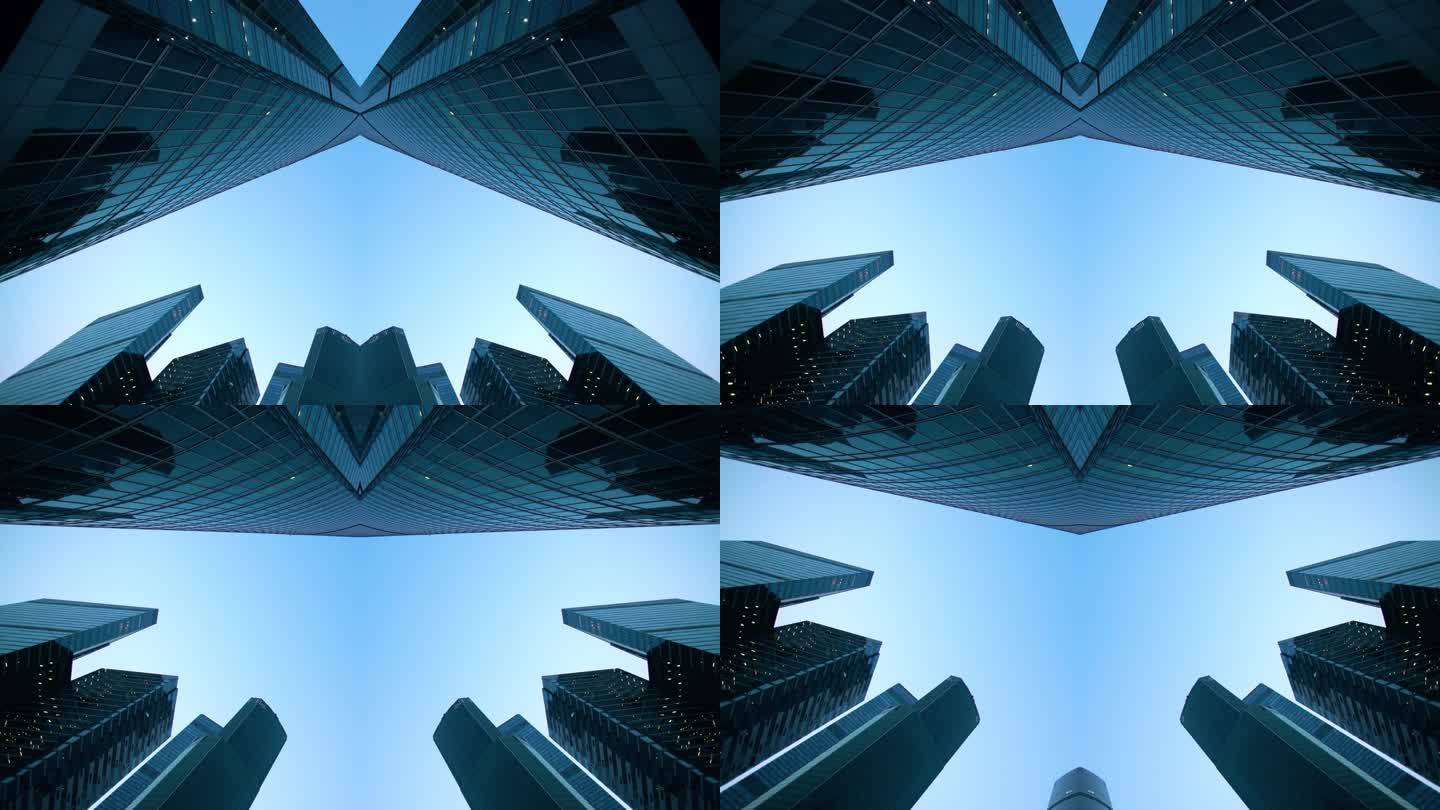 抽象的未来主义现代建筑。镜像效果