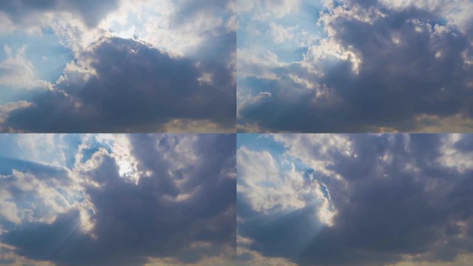 耶稣光云层翻滚延时风云变幻拨云见日云开雾