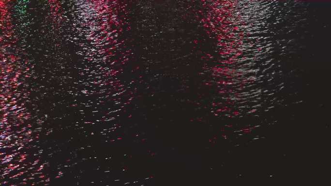 杭州城市阳台夜晚水面七彩颜色倒影视频素材