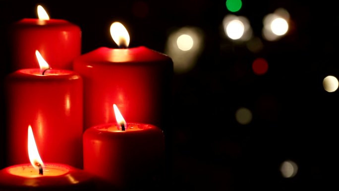 圣诞红蜡烛装饰红实拍视频素材