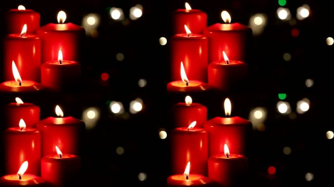 圣诞红蜡烛装饰红实拍视频素材