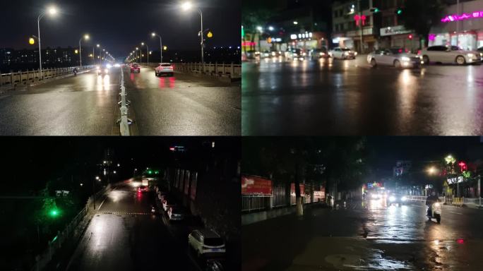 深夜雨中城市 心酸悲伤孤独 雨滴视频下雨