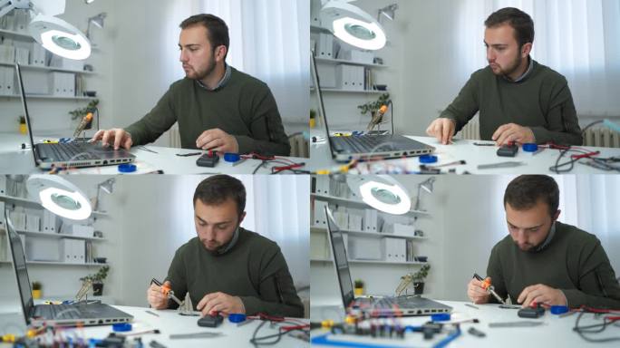 电子工程师在工作中使用笔记本电脑