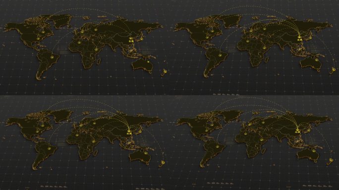 世界地图全球辐射布局动画-高端大气黑金版