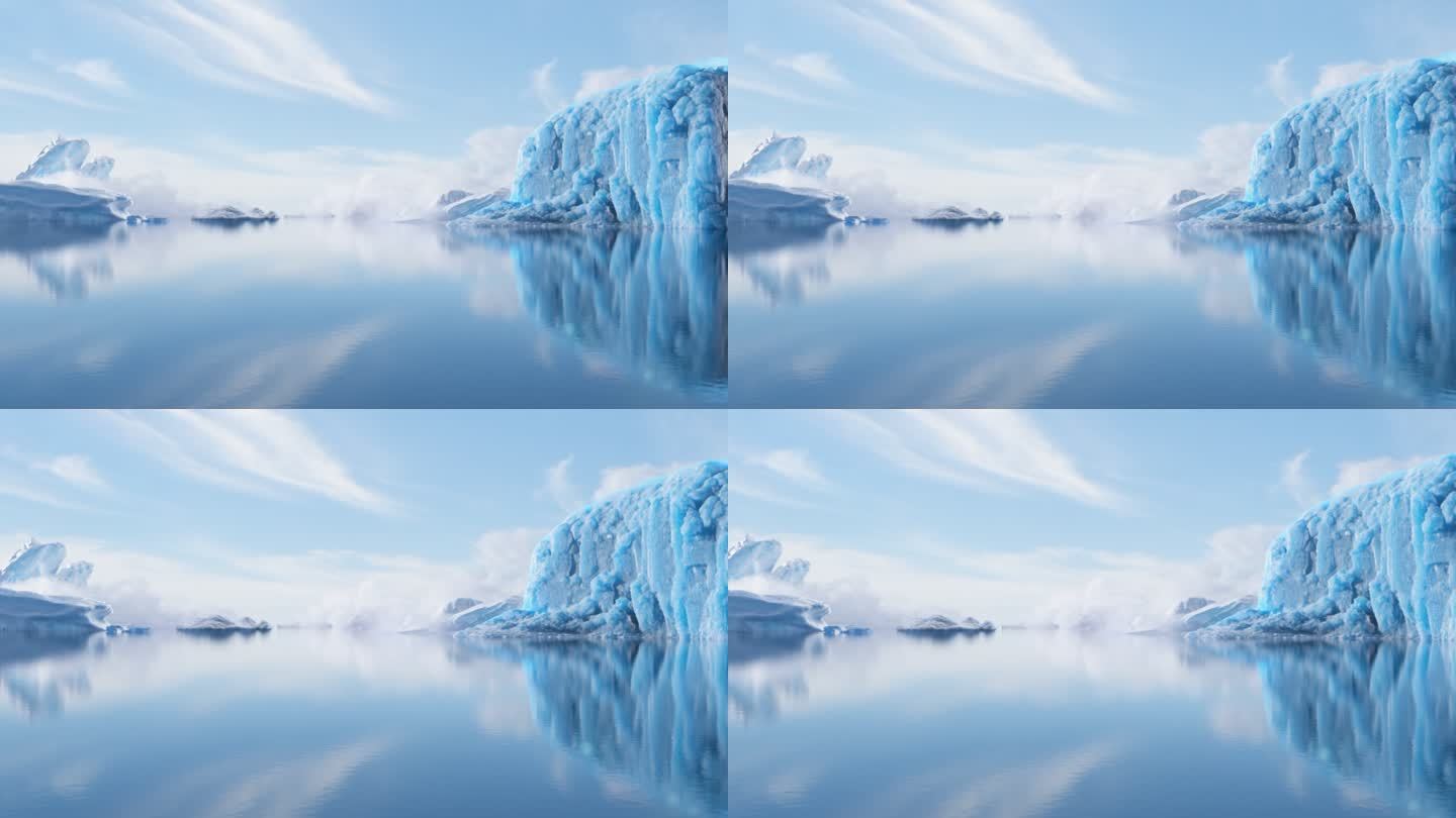 冰天雪地三维极地天空冰川场景