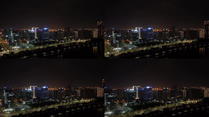 泉州夜景滨江商务区航拍