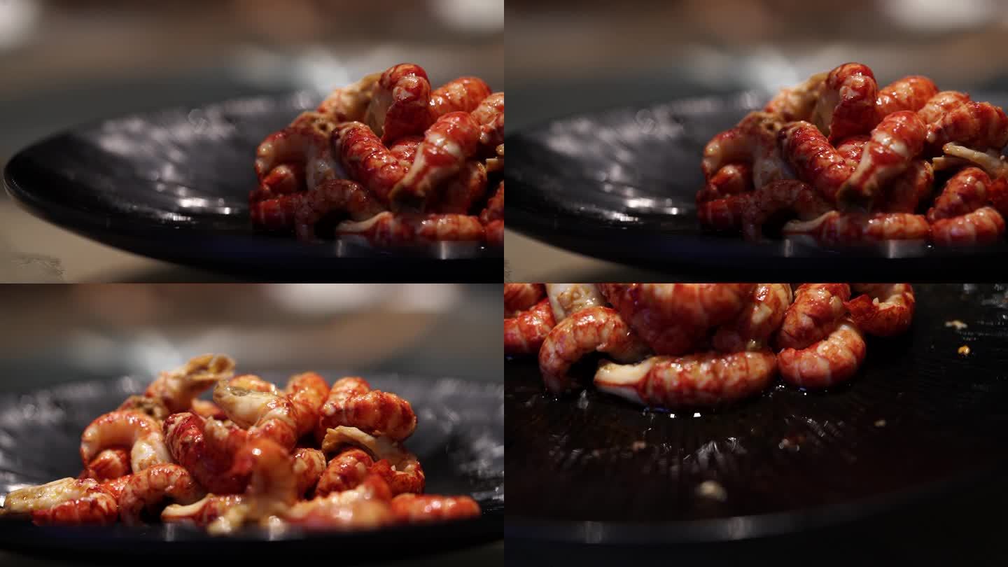 小龙虾肉掉落展示特写餐饮美食中餐
