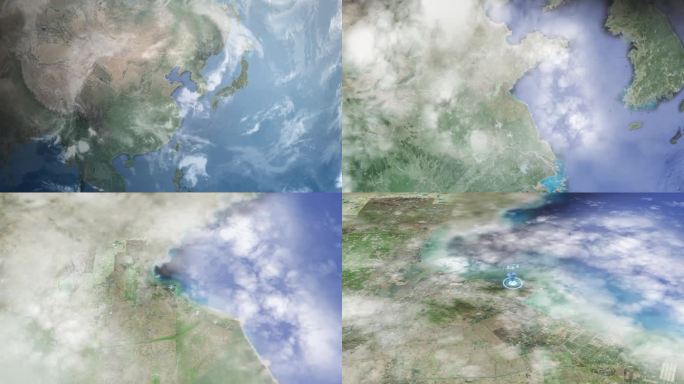 三维地图动画 地球降落穿越到连云港地区