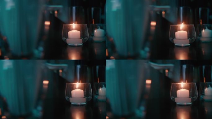 夜总会里微妙的闪烁蜡烛。