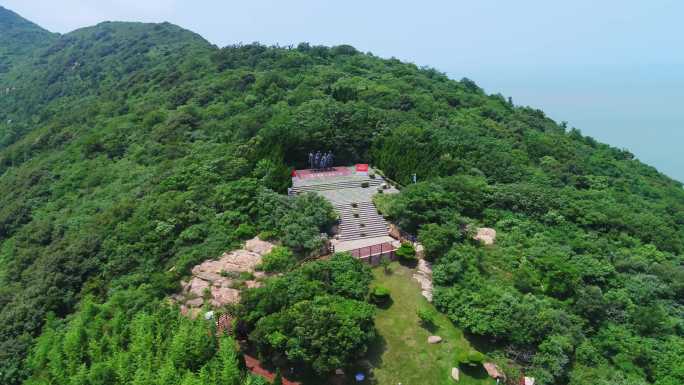 航拍连云港连岛景区 改革开放邓小平雕塑