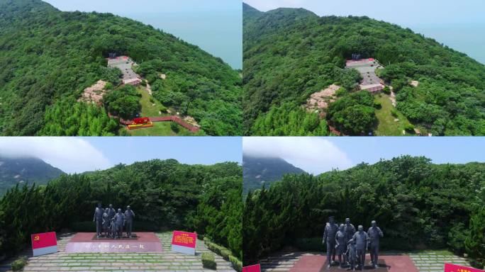 航拍连云港连岛景区 改革开放邓小平雕塑