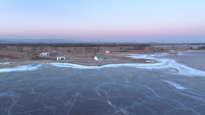 大同桑干河册田水库冬季结冰航拍