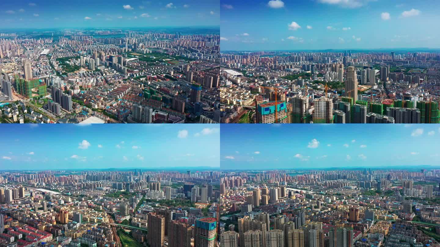 蚌埠城区夏季航拍蓝天白云8镜头合并