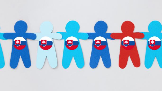 斯洛伐克男孩联合团结手牵手纸人人口增长
