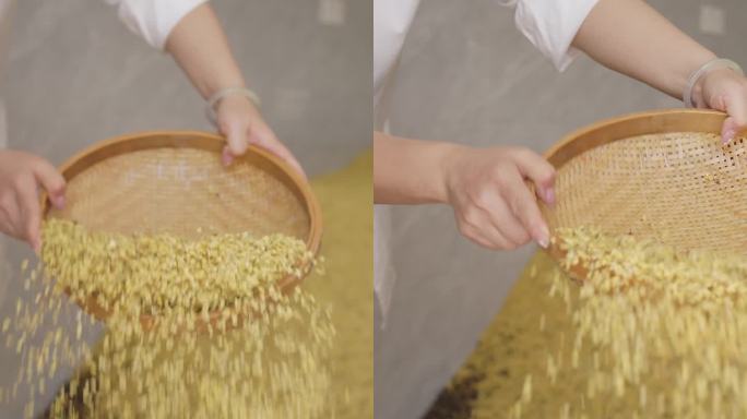 竖屏桂花茶制作桂花香片茶叶窨制粉镜头