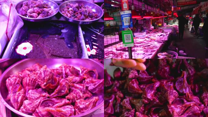 市场菜市场卖菜买菜海鲜鱼虾海螺海产品