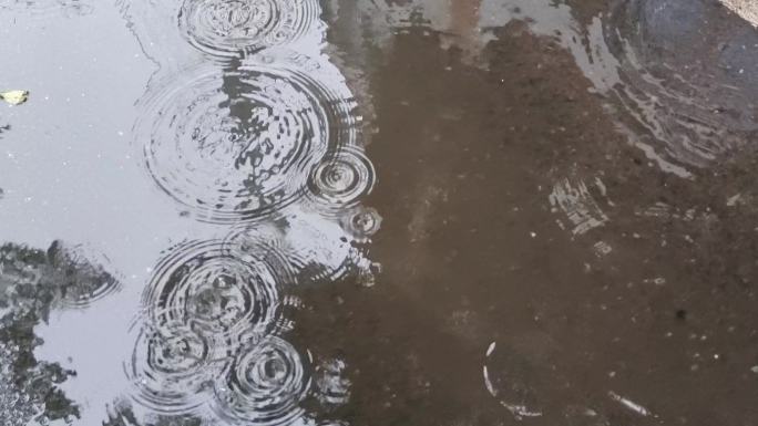 水波纹涟漪荡漾 雨水波纹雨滴涟漪雨夜雨滴