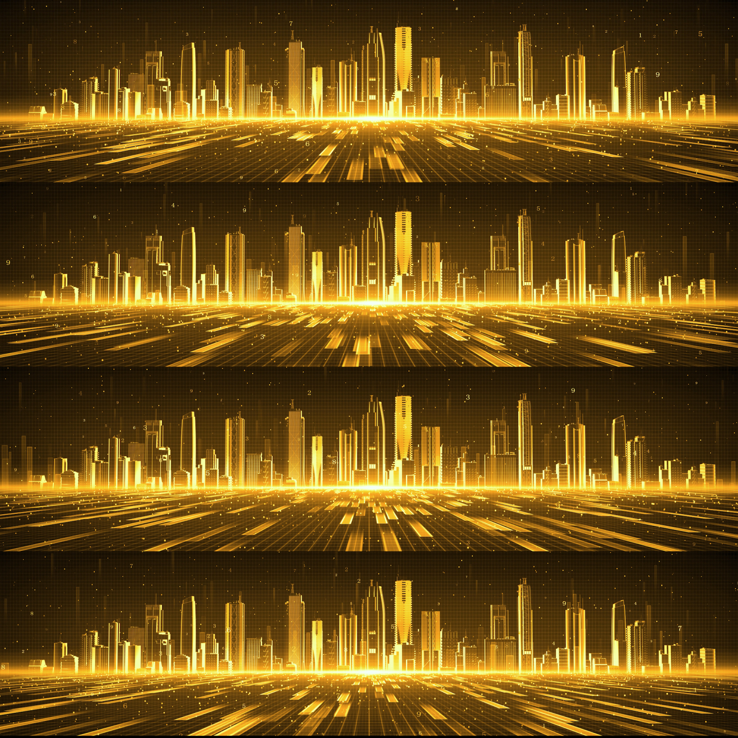 8k金色粒子城市背景循环