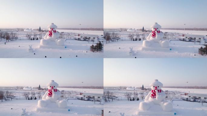 哈尔滨外滩雪人码头网红大雪人