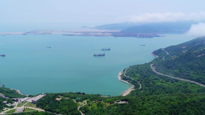 航拍连云港港口 连岛 出海口 唯美画面