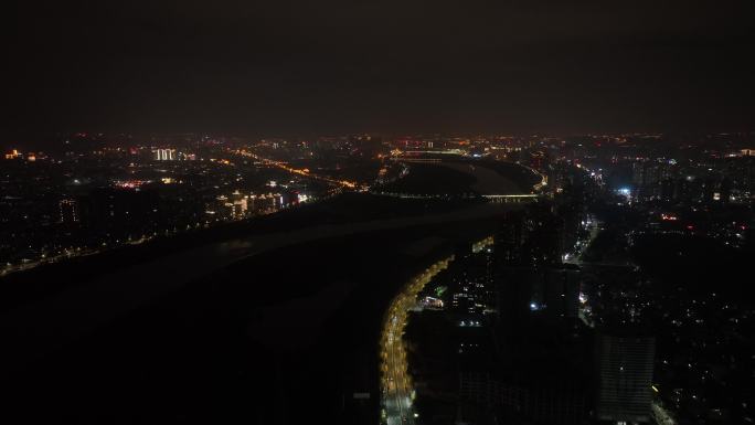 泉州江滨两岸市区夜景航拍晋江大景航拍夜景