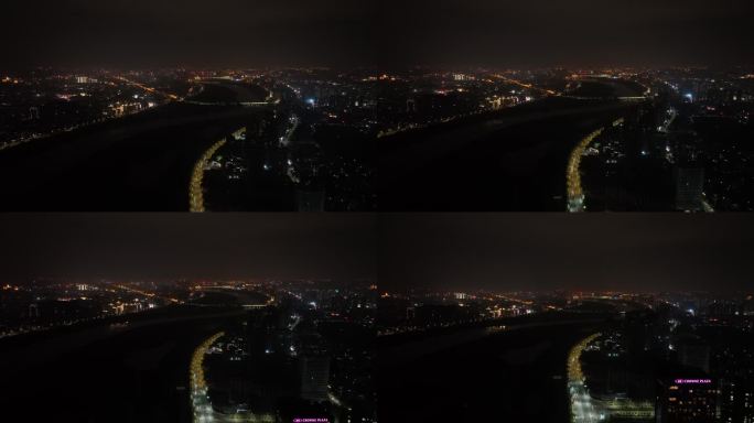 泉州江滨两岸市区夜景航拍晋江大景航拍夜景