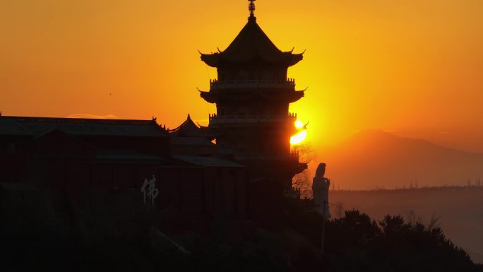 大同火山昊天寺日出航拍