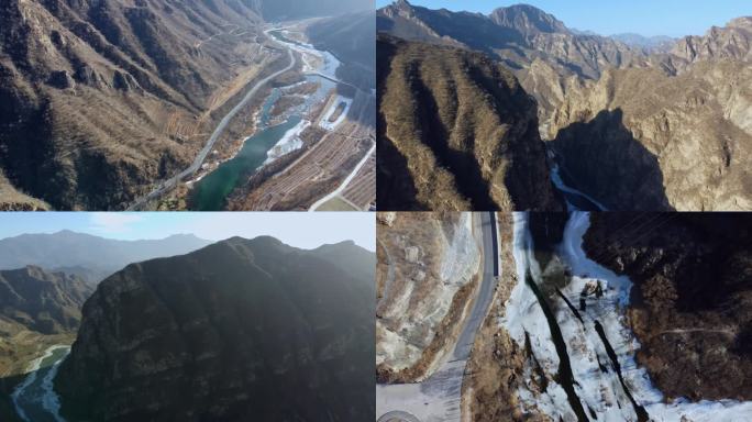 [4K]航拍素材.付珠路永定河谷冬景1