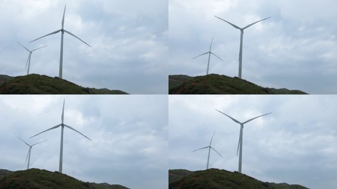 航空摄影风力发电山顶风车