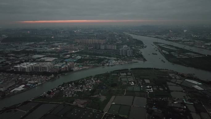 航拍珠江夜景