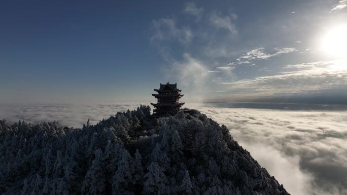 冬季峨眉山航拍4k