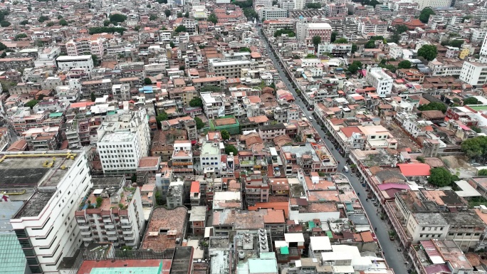 泉州市区中山路西街钟楼航拍城镇老城区街道