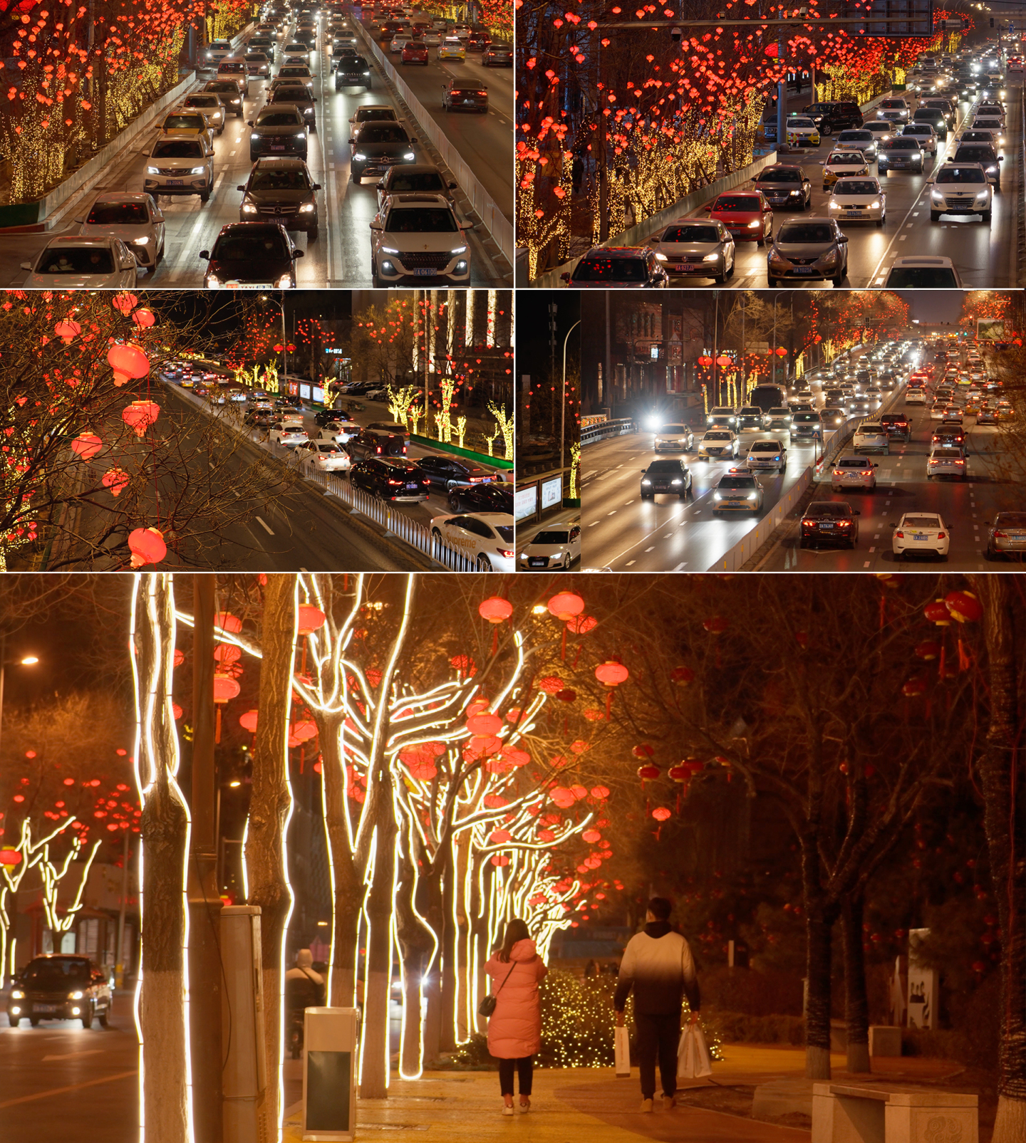 春节新年街道红灯笼过年喜庆氛围年味夜景