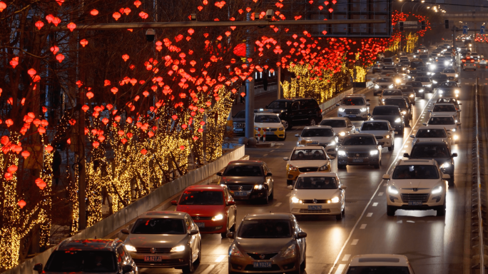春节新年街道红灯笼过年喜庆氛围年味夜景