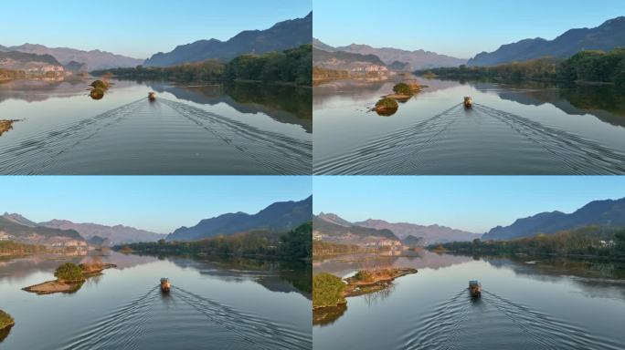 清远_阳山_青莲水乡_航拍_渔船