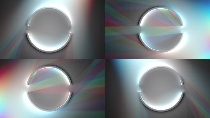 抽象三维建模背景，中间有一个白色圆圈，具有多色灯光效果，中间有复制空间