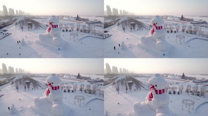 哈尔滨外滩雪人码头网红大雪人