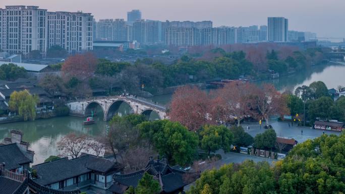 【4K】杭州京杭大运河拱宸桥日转夜延时