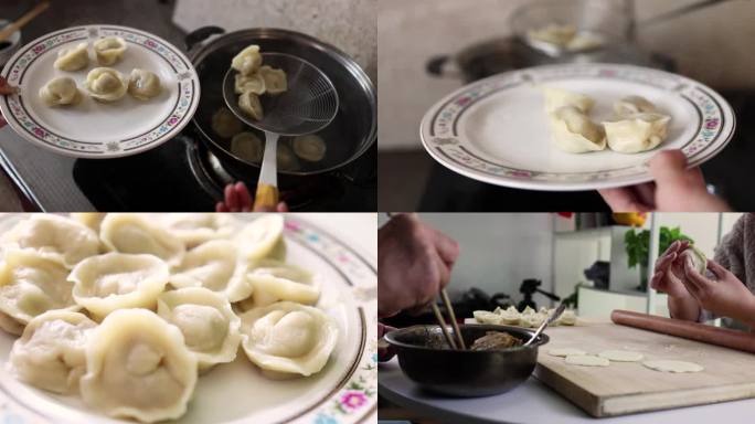 春节过年在家包饺子煮饺子视频素材