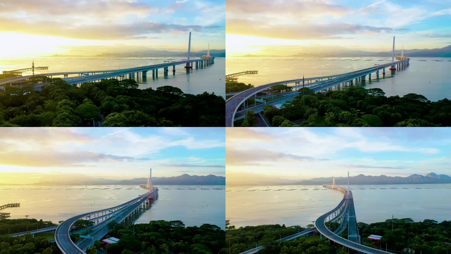 清晨深圳湾大桥 航拍