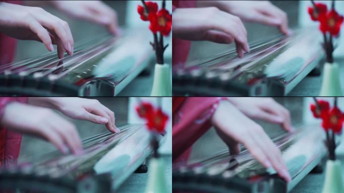 【4K】古风弹琴手指特写七弦琴古琴