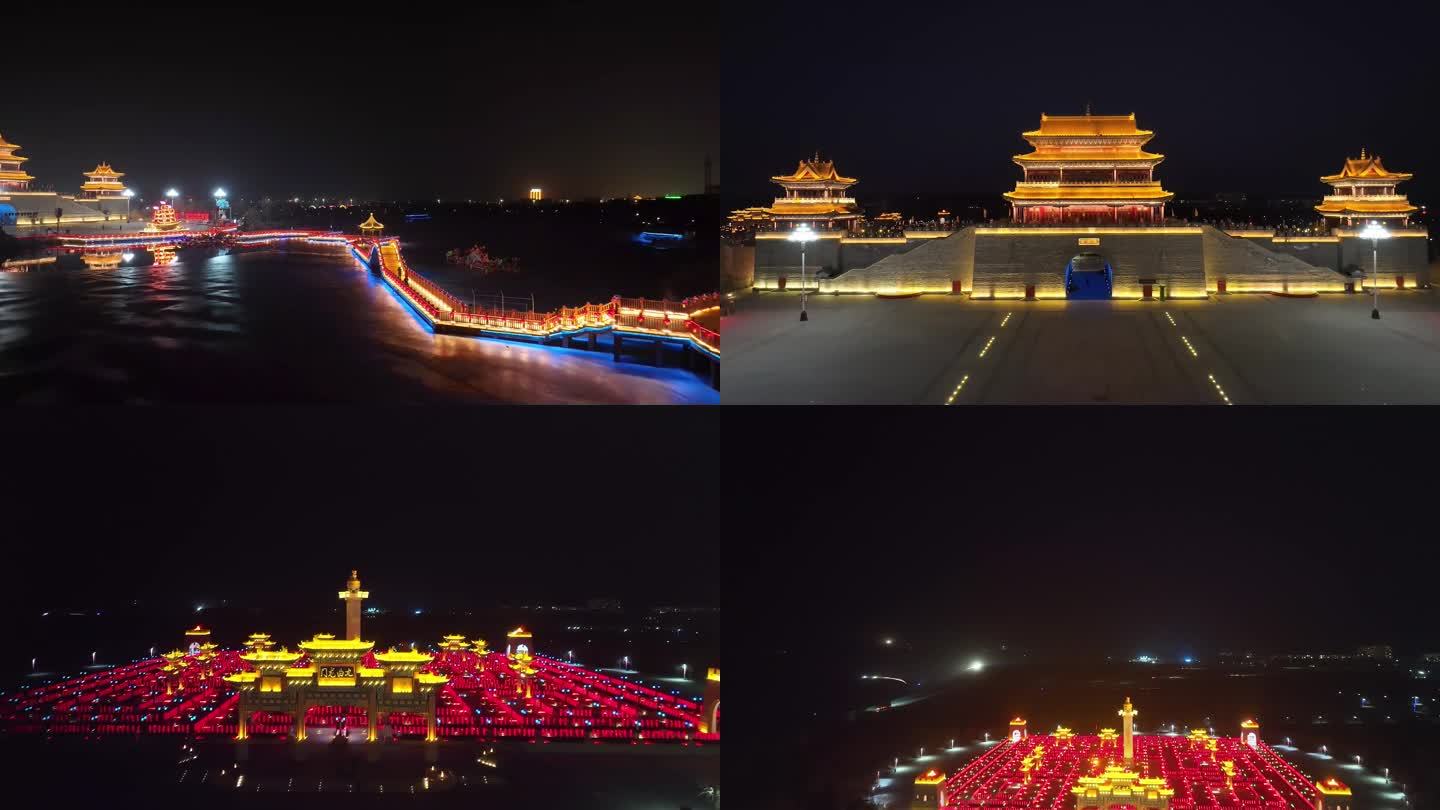 中国农历春节公园张灯结彩喜庆画面